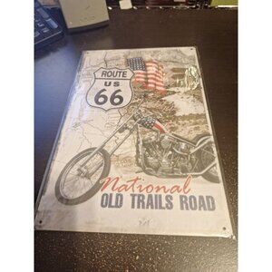 Route US 66 National Old Trails Road Metal Tin Sign 8" x 12" Vintage Route 66 De